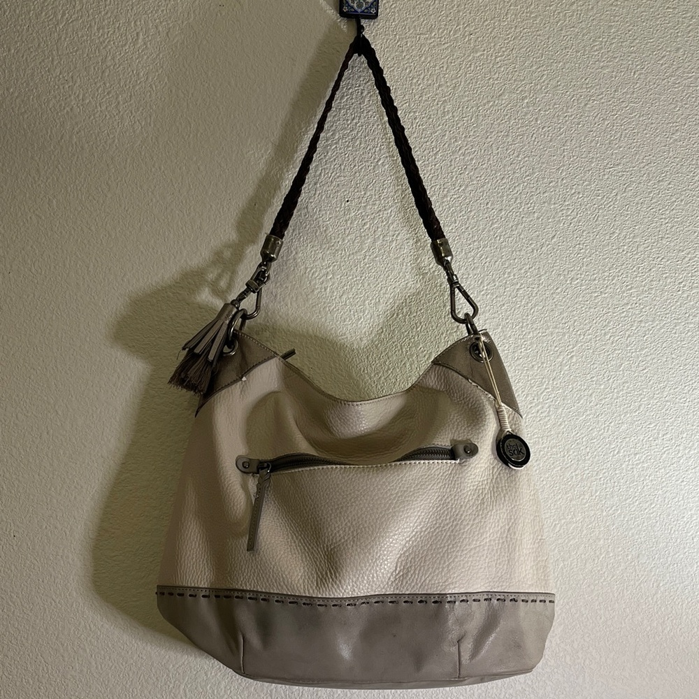 The Sak Cream and Gray/Taupe Hobo Bag